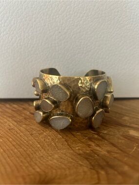 Heather Benjamin Druzy Sea Collection Gold Cuff Bracelet with Druzy Stones
